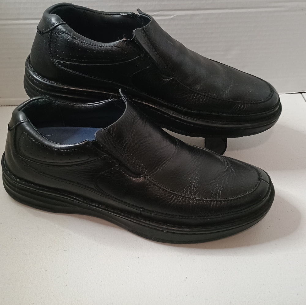 Drew Men's Bexley Black Leather Slip-On Shoes Size 9.5